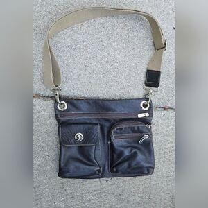 Roots Black and Tan Leather Crossbody Bag